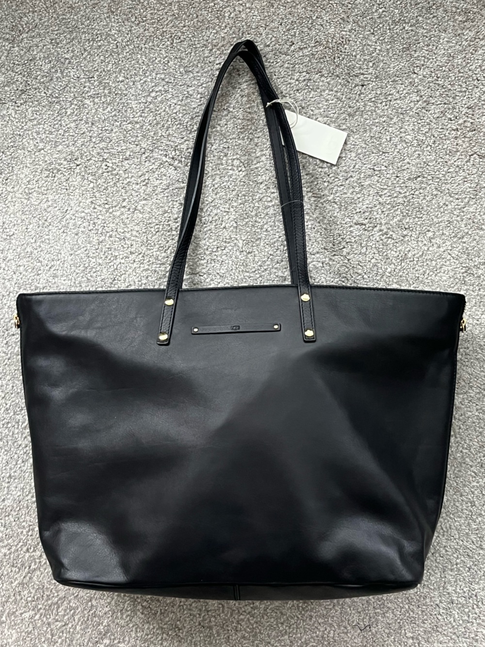 NWT UGG Jenna Black Leather Tote with Gold Accents